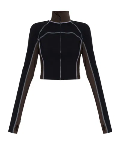 Fendi Long-sleeved Cardigan Top In Black