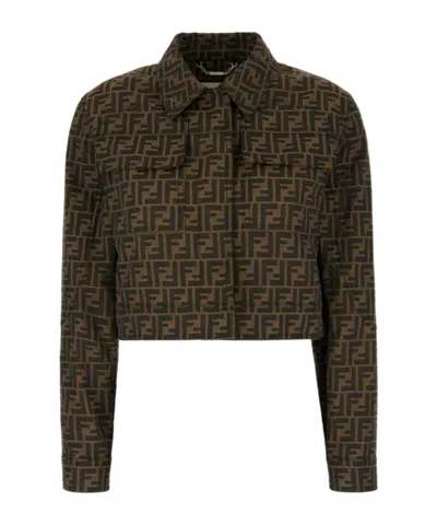 FENDI FENDI FF MOTIF CROPPED SHIRT JACKET