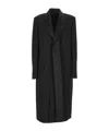 Fendi Crepe Wool Coat With Double Layer Satin Lapel In Black