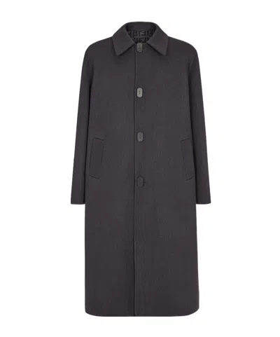 Fendi Long-sleeved Coat In Black