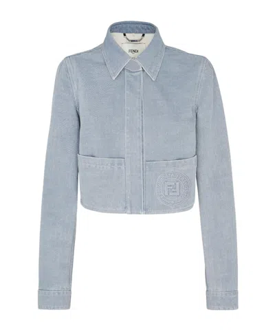 FENDI FENDI LOGO DETAILED DENIM JACKET