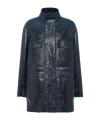 Fendi High-neck Leather Jacket In Black