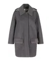Fendi Long Sleeved Hooded Coat In Gray