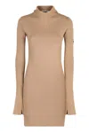 FENDI FENDI LONG SLEEVED HOODED RIBBED DRESS