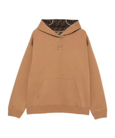 FENDI FENDI FF EMBROIDERED LONG SLEEVED HOODIE