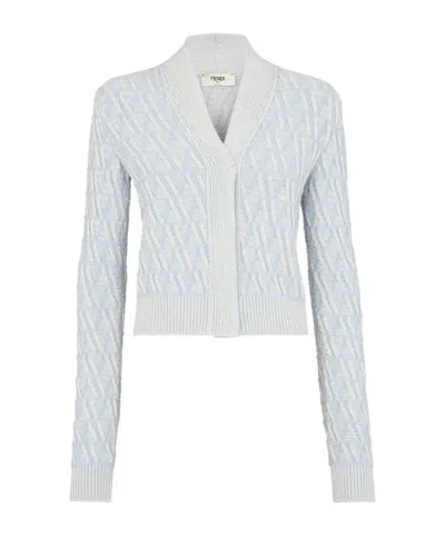 FENDI FENDI FF V-NECK KNITTED CARDIGAN