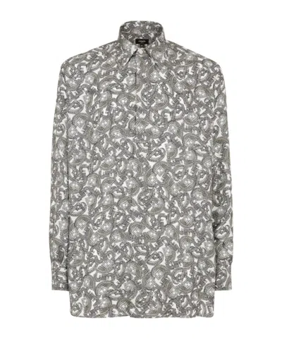 Fendi Long-sleeved Loose Shirt In Gray