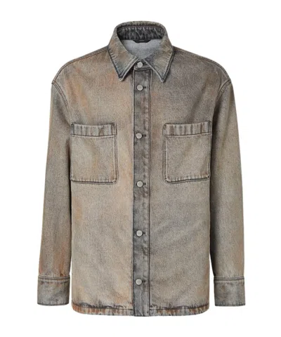 FENDI FENDI LONG SLEEVED OVERDYED DENIM SHIRT