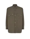 Fendi Wool Shirt With Back Yoke And Chest Pockets In Nt Cipresso