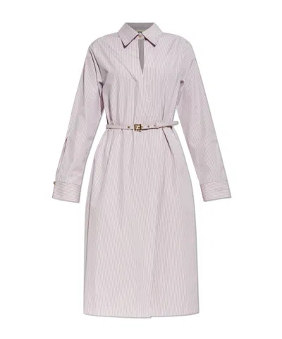 Fendi Long-sleeved Shirt Dress In Pink