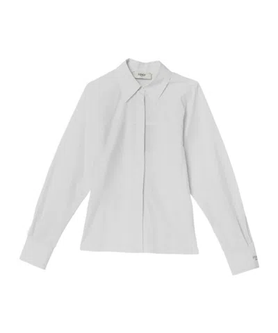 Fendi White Striped Cotton Shirt Women