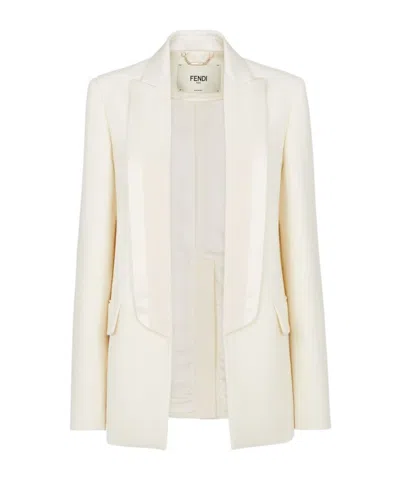 Fendi Long-sleeved Suit Coat In White