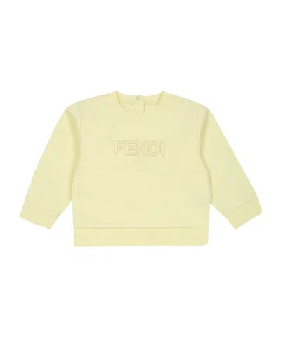 Fendi Baby Logo Sweatshirt In Yellow