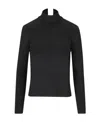 Fendi Long-sleeved Sweater With Vertical Collar In Black