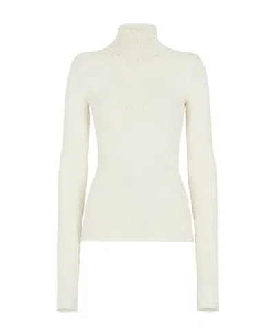 Fendi Long-sleeved Terry Effect Jumper In White