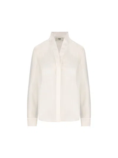 Fendi Long Sleeved V In White