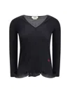 Fendi Women Long-sleeved Virgin Wool Top In Black