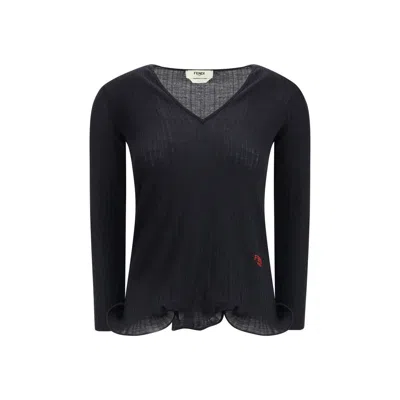 FENDI LONG-SLEEVED VIRGIN WOOL TOP