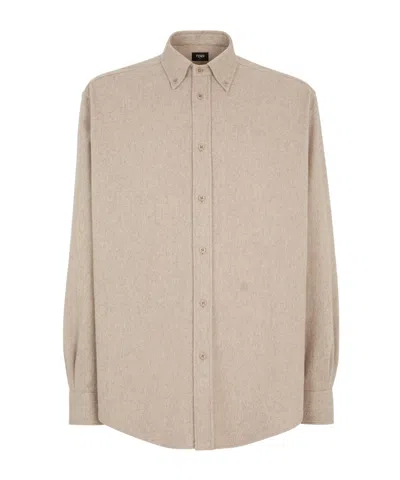 Fendi Long-sleeved Wool Shirt In Nude