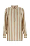 Fendi Pequin-stripe Silk Shirt In Beige
