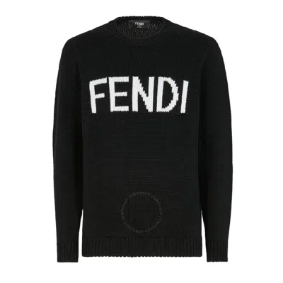 Fendi Long Sleeves Wool Sweater In Black