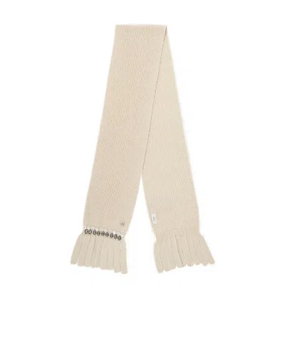Fendi Long Wool Scarf In Nude