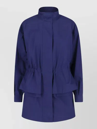 Fendi Longline Jacket High Collar Elasticated Waist In Blue
