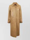 Fendi Light Brown Leather Coat In Brown