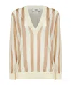 Fendi Pequin Striped Silk-cotton Sweater In Multi