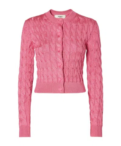 Fendi Long-sleeved Cardigan In Pink