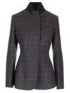 Fendi Tailored Blazer In Checked Wool In Grey