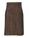 Fendi Look 25 - Tailoring Soft Tweed Midi Skirt Skirts Brown In Brown