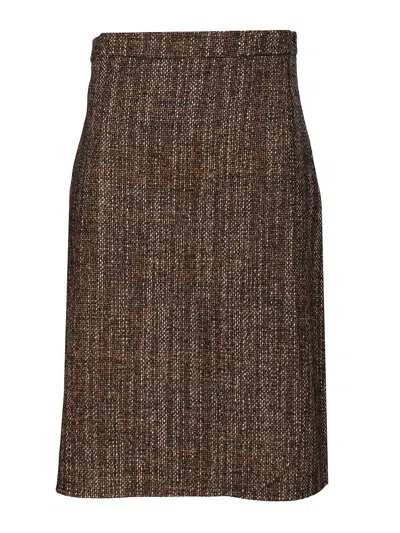 Fendi Look 25 - Tailoring Soft Tweed Midi Skirt Skirts Brown