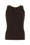 Fendi Stretch Ribbed Nylon Tank Top In Brown
