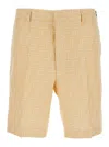 Fendi Pantaloni Corti In Jacquard Ff Di Lino Giallo In Multicolor