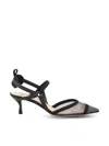 Fendi Colibri Ff Mesh Slingback Kitten-heel Pumps In Black