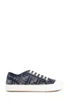Fendi Low Top Denim Sneakers With Chenille Pattern In Blue