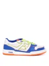 Fendi Men Leather Sneakers With Ff Lateral Logo In Blue