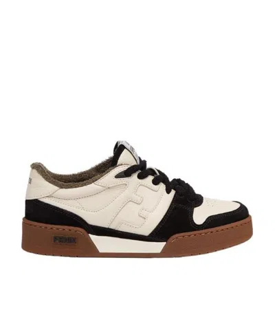 FENDI FENDI ROUND TOE LACE-UP SNEAKERS