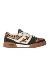 Fendi Low-top Platform In Multicolor Cavallino Calfskin And Suede In Brown