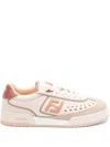 Fendi Leather Sneakers With Contrast Heel Tab In Rosa