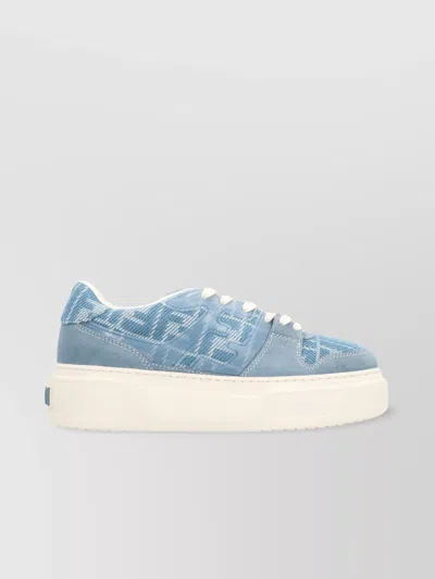 Fendi Low-top Sneakers With Contrast Stitching And Platform Sole In Multicolor