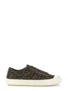 Fendi Low-top Sneakers With Monogram Pattern And Gold-tone Accents In Black