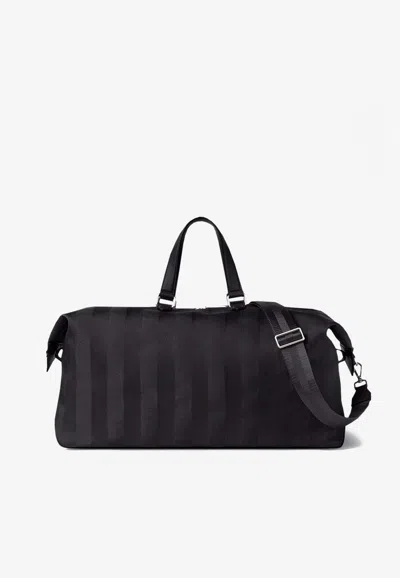 Fendi Lui 48 Pequin Striped Duffle Bag In Black