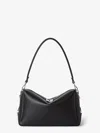 Fendi Medium Shoulder Bag Adjustable Strap Metal Hardware Textured Finish In Black