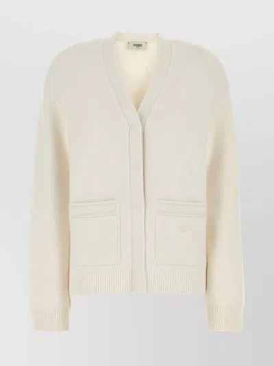 Fendi White Cashmere Blend Cardigan