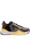 Fendi Streamline Leather Sneakers With Embossed Ff Print In Brown