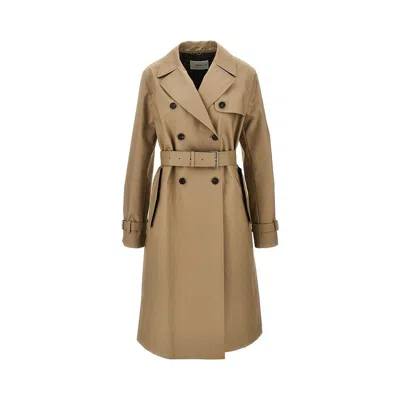 Fendi Mackintosh Fabric Double-breasted Trench Coat In Brown