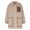 Fendi Logo Detailed Hooded Parka Jacket In Nude