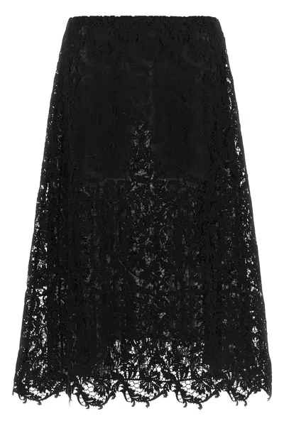Fendi Macramé Lace Skirt In Black
